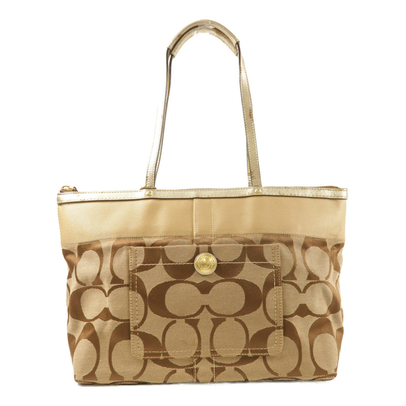 COACH 帆布Hand Bag金扣手挽袋-1