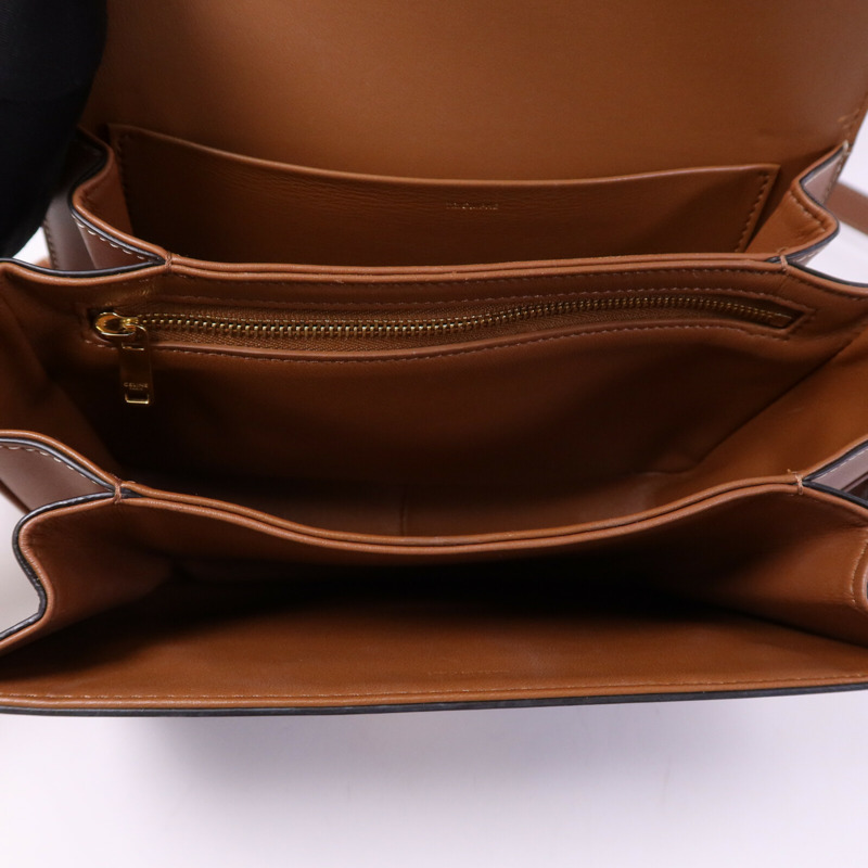 CELINE 塗層帆布Teen Triomphe Bag金扣肩背袋-4