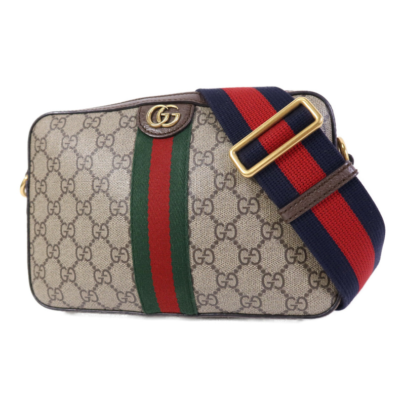 GUCCI 塗層帆布GG Supreme Wristlet Crossbody Bag金扣肩背袋-2