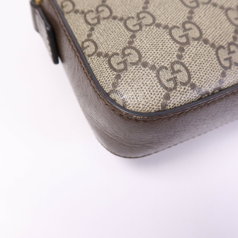 GUCCI 塗層帆布GG Supreme Wristlet Crossbody Bag金扣肩背袋-13