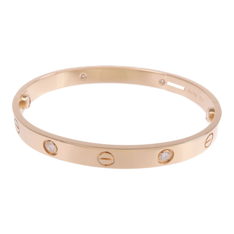 CARTIER 18K玫瑰金Love Bangle 4P Diamond鑽石手鐲Cartier#17-2