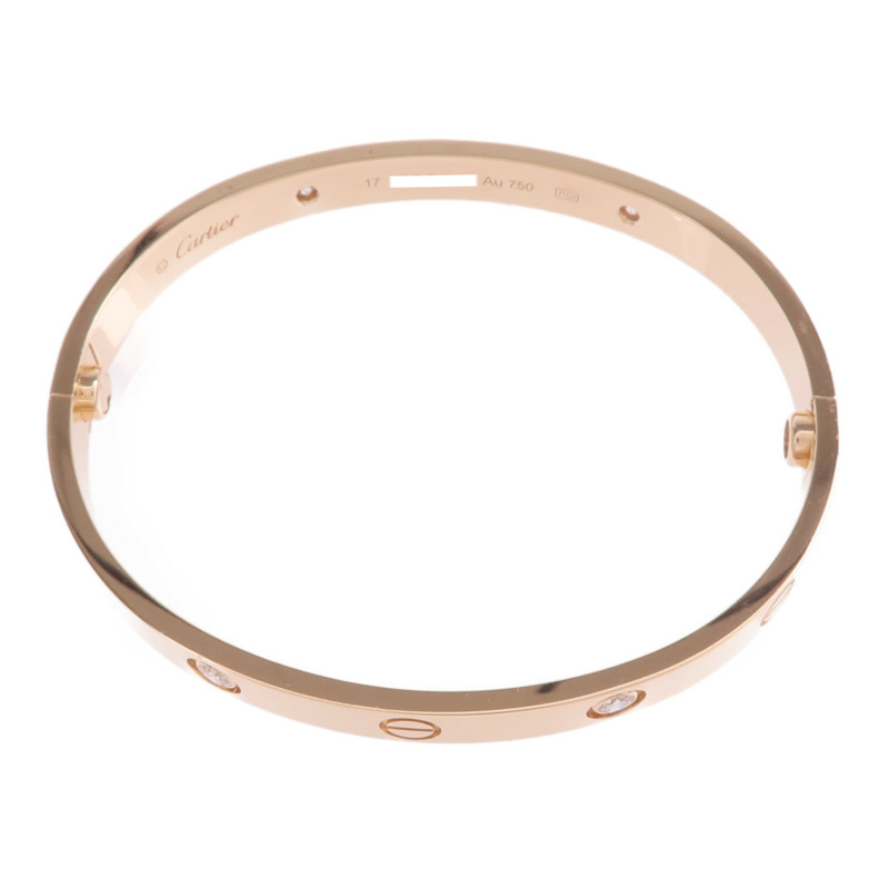 CARTIER 18K玫瑰金Love Bangle 4P Diamond鑽石手鐲Cartier#17-3