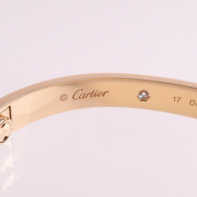 CARTIER 18K玫瑰金Love Bangle 4P Diamond鑽石手鐲Cartier#17-4