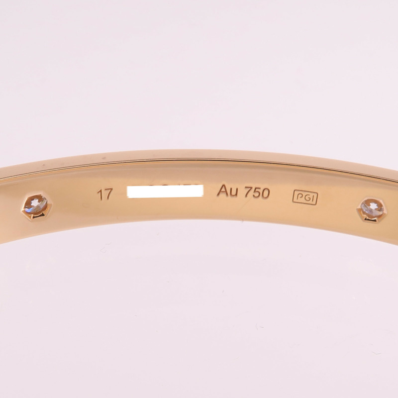 CARTIER 18K玫瑰金Love Bangle 4P Diamond鑽石手鐲Cartier#17-5