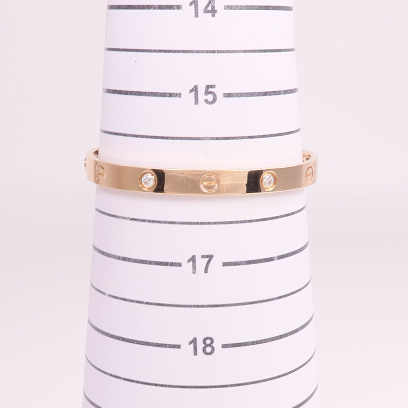 CARTIER 18K玫瑰金Love Bangle 4P Diamond鑽石手鐲Cartier#17-9