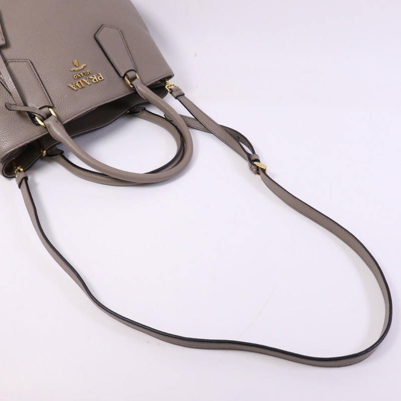 PRADA 牛皮皮革Vitello Daino金扣手挽肩背兩用袋-9