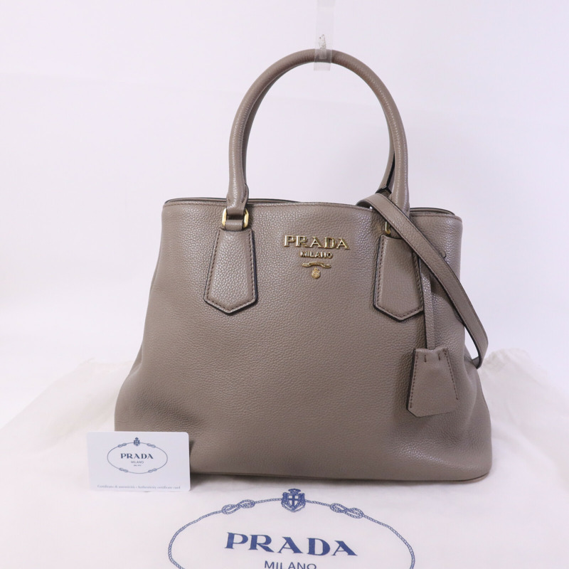 PRADA 牛皮皮革Vitello Daino金扣手挽肩背兩用袋-10