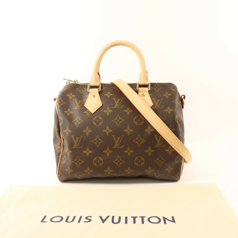 LOUIS VUITTON Monogram Speedy 25 Bandouliere金扣手挽肩背兩用袋-19