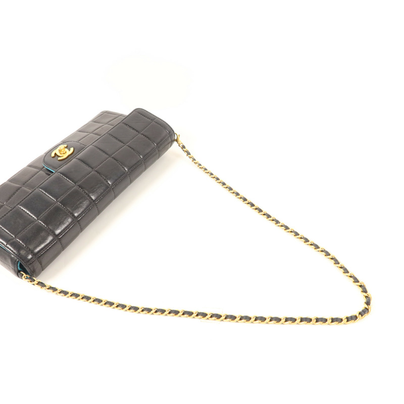 CHANEL 羊皮皮革Chocolate Bar Vintage金扣鏈帶肩背袋-4