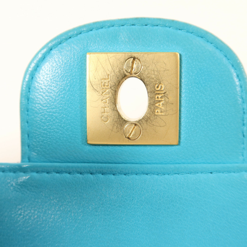 CHANEL 羊皮皮革Chocolate Bar Vintage金扣鏈帶肩背袋-9