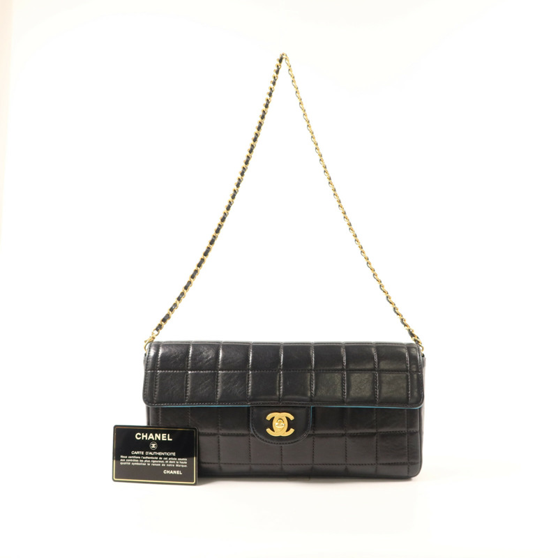 CHANEL 羊皮皮革Chocolate Bar Vintage金扣鏈帶肩背袋-20