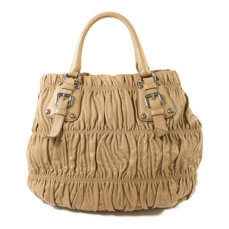 PRADA 羊皮皮革Nappa Gaufre銀扣手挽肩背兩用袋-1