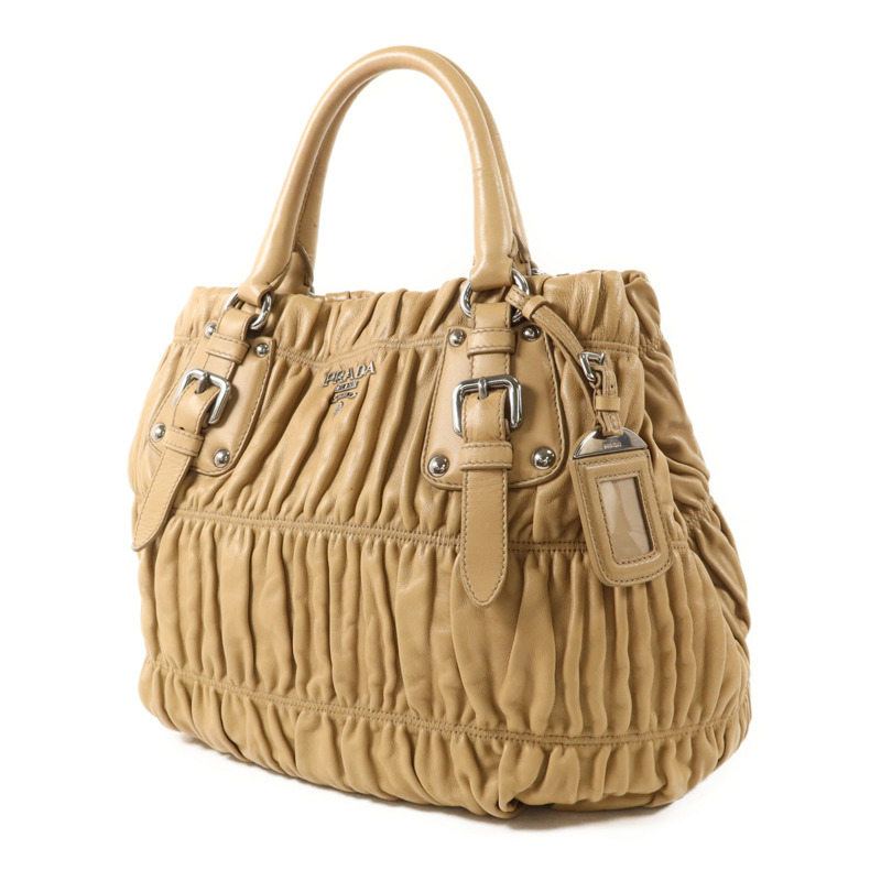 PRADA 羊皮皮革Nappa Gaufre銀扣手挽肩背兩用袋-2