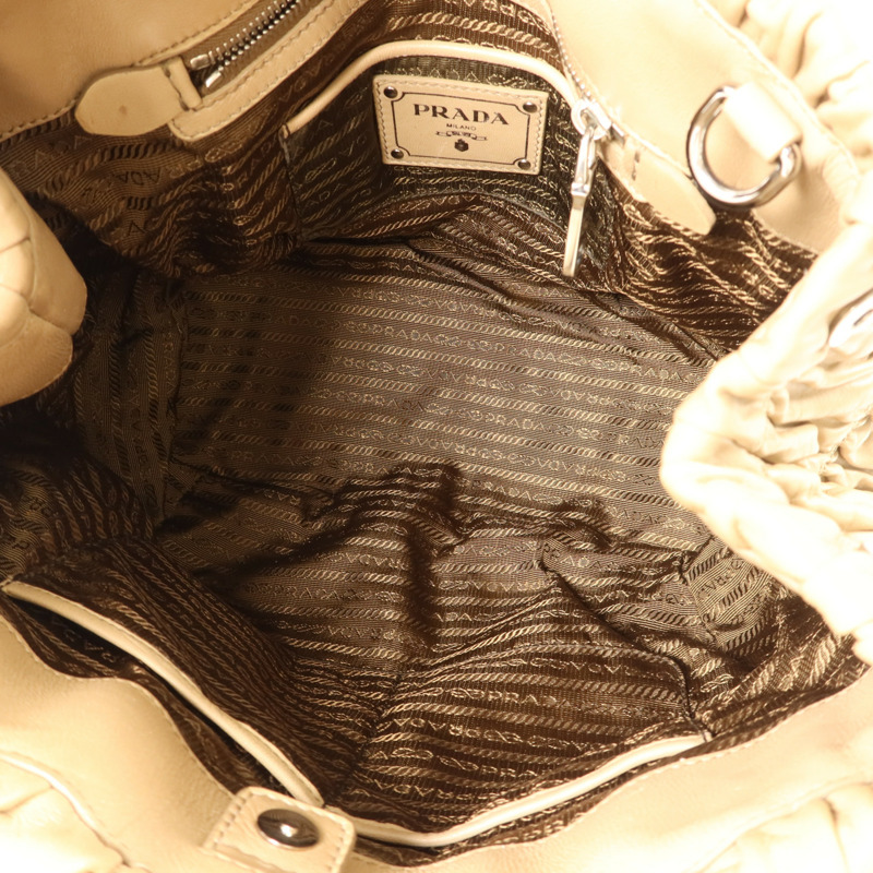 PRADA 羊皮皮革Nappa Gaufre銀扣手挽肩背兩用袋-5