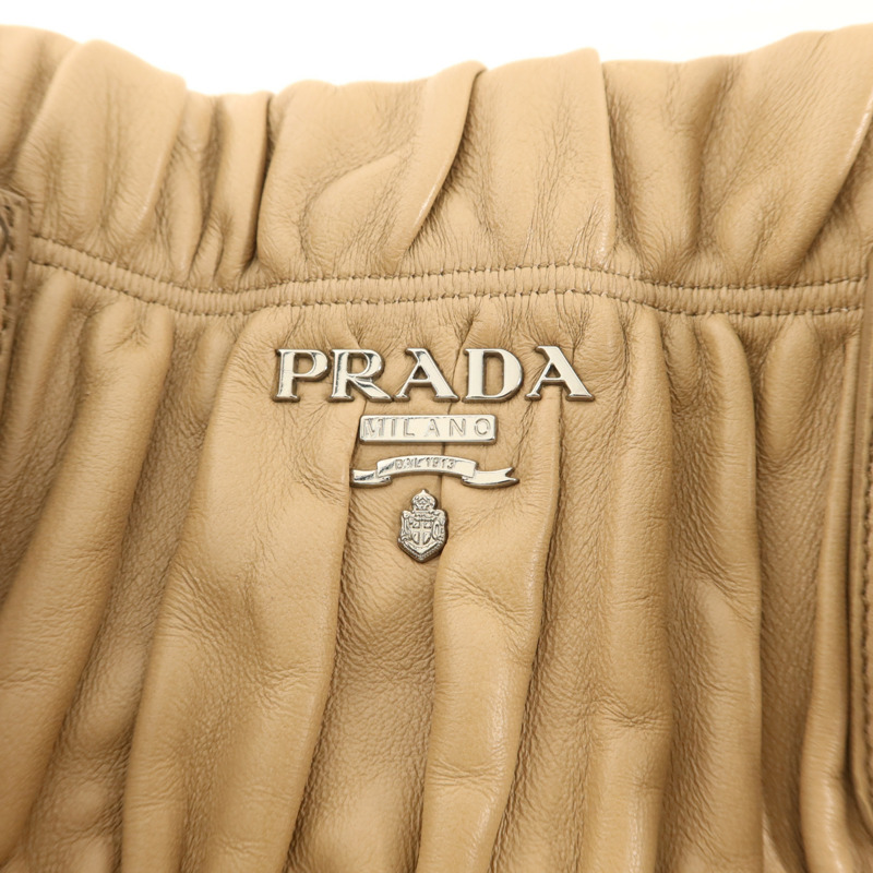 PRADA 羊皮皮革Nappa Gaufre銀扣手挽肩背兩用袋-9