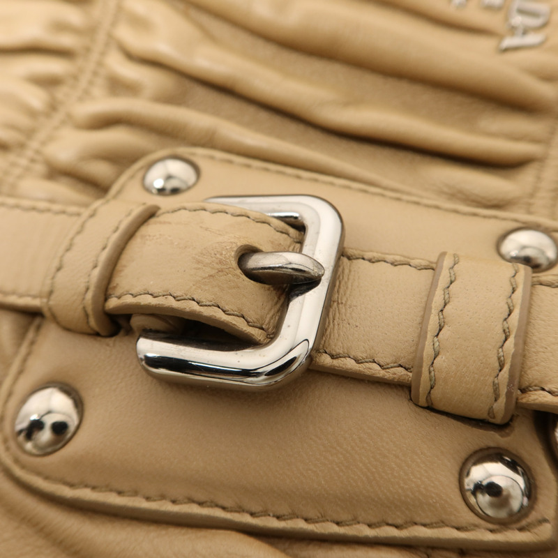 PRADA 羊皮皮革Nappa Gaufre銀扣手挽肩背兩用袋-12