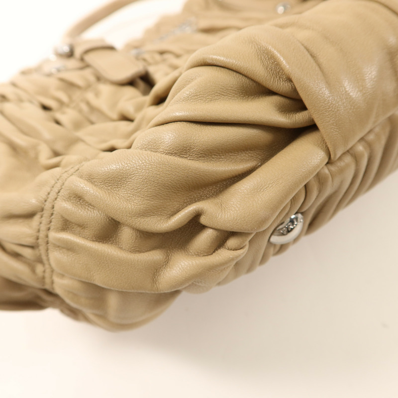 PRADA 羊皮皮革Nappa Gaufre銀扣手挽肩背兩用袋-14