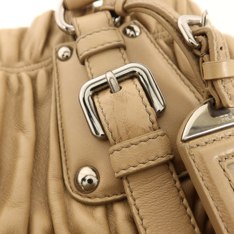 PRADA 羊皮皮革Nappa Gaufre銀扣手挽肩背兩用袋-19