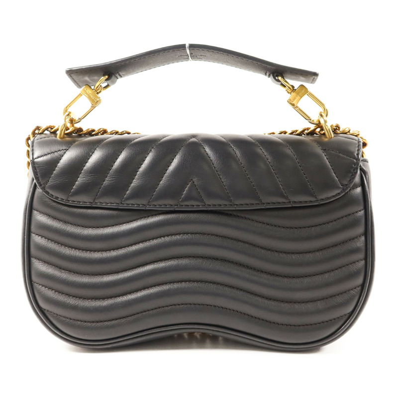 LOUIS VUITTON 牛皮皮革New Wave MM金扣鏈帶手挽肩背兩用袋-1
