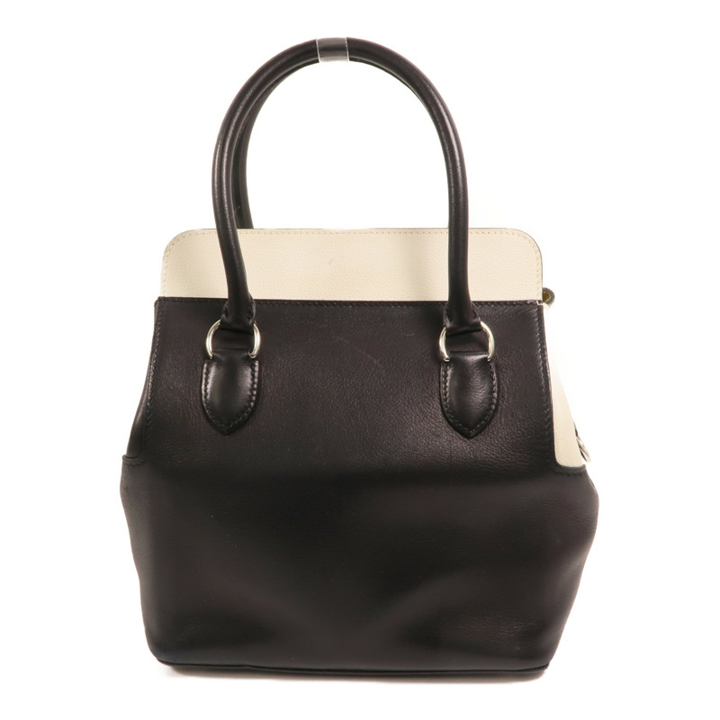 HERMES Evercolor皮革Toolbox 20銀扣手挽肩背兩用袋Blanc/Noir/Jaune Poussin-1