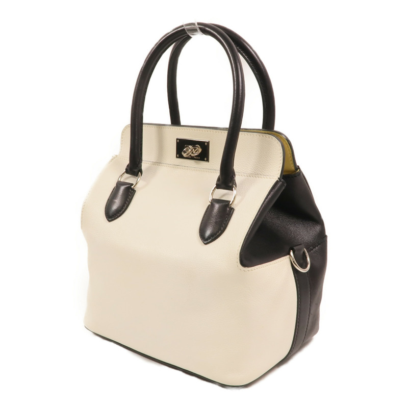 HERMES Evercolor皮革Toolbox 20銀扣手挽肩背兩用袋Blanc/Noir/Jaune Poussin-2