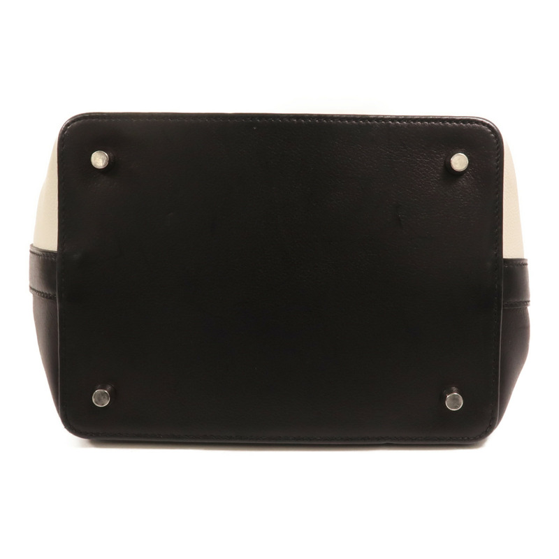 HERMES Evercolor皮革Toolbox 20銀扣手挽肩背兩用袋Blanc/Noir/Jaune Poussin-3