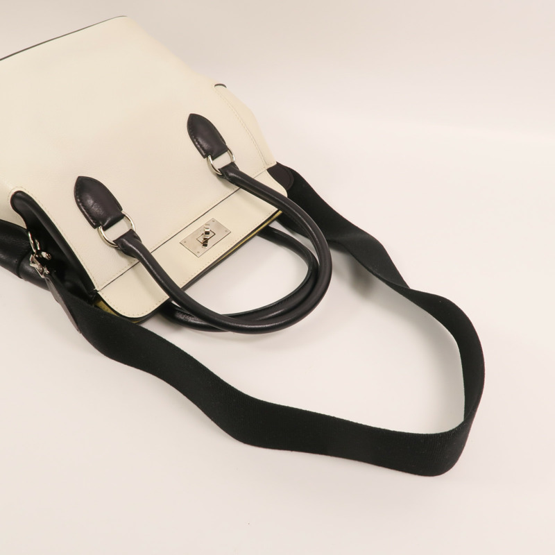 HERMES Evercolor皮革Toolbox 20銀扣手挽肩背兩用袋Blanc/Noir/Jaune Poussin-7