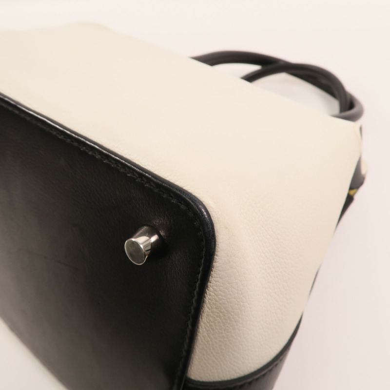 HERMES Evercolor皮革Toolbox 20銀扣手挽肩背兩用袋Blanc/Noir/Jaune Poussin-11