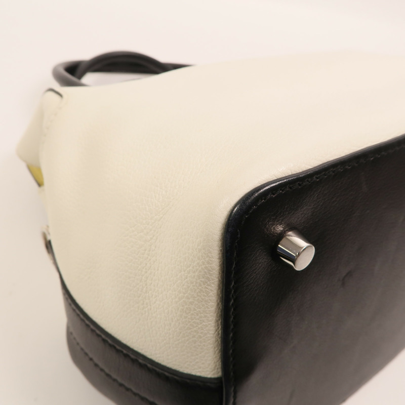 HERMES Evercolor皮革Toolbox 20銀扣手挽肩背兩用袋Blanc/Noir/Jaune Poussin-12