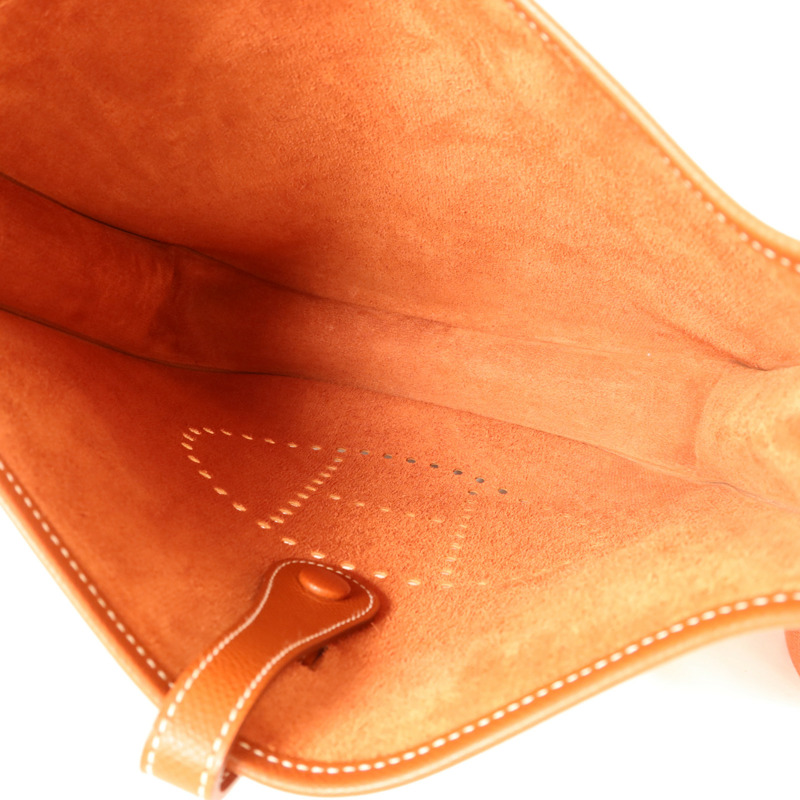 HERMES Epsom皮革Evelyne PM銀扣肩背袋Brique-5