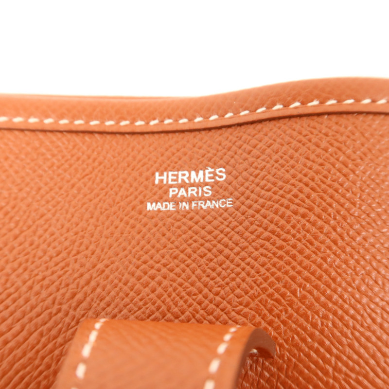 HERMES Epsom皮革Evelyne PM銀扣肩背袋Brique-6