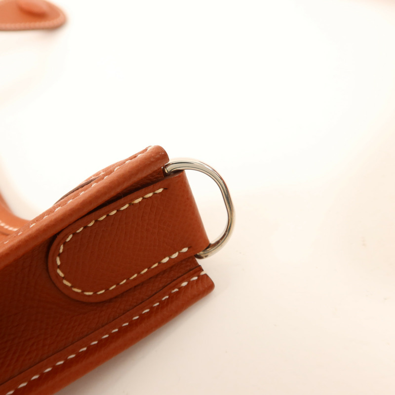 HERMES Epsom皮革Evelyne PM銀扣肩背袋Brique-8