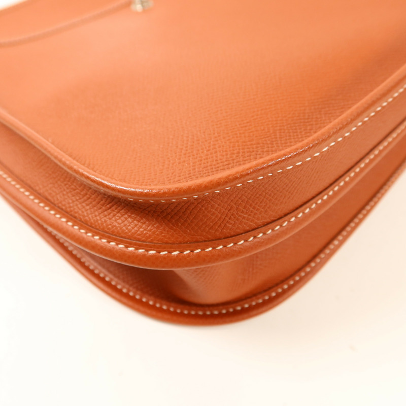 HERMES Epsom皮革Evelyne PM銀扣肩背袋Brique-13