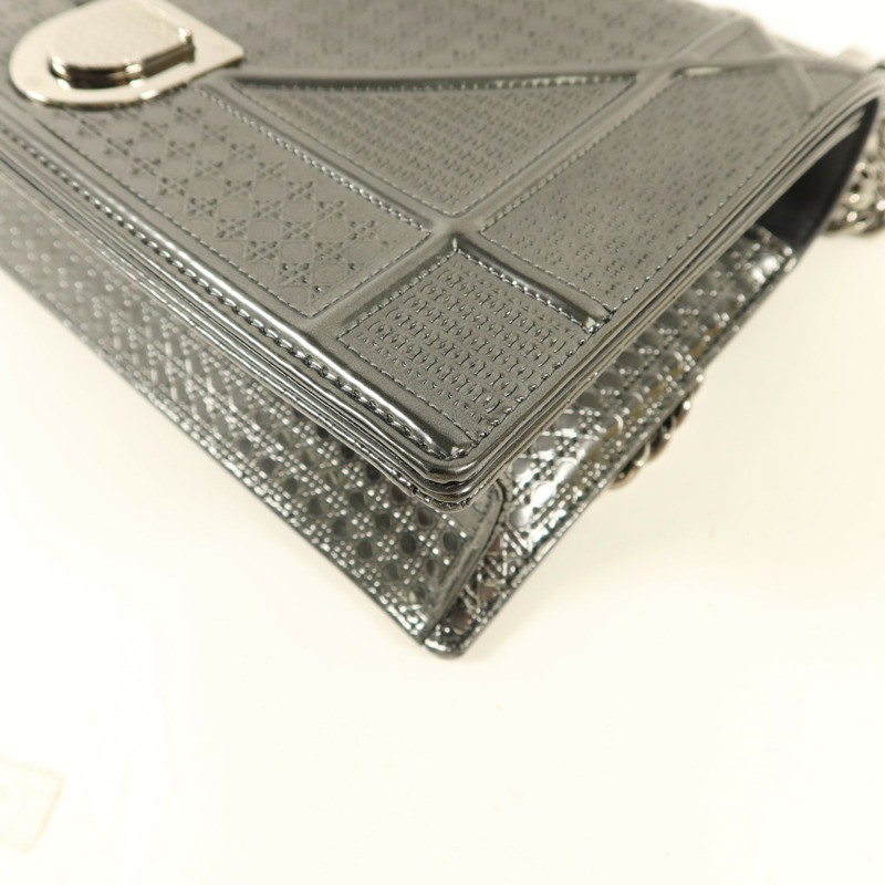 Dior 漆皮皮革Diorama銀扣鏈帶肩背袋-12