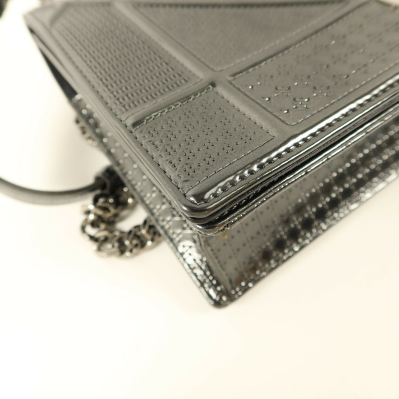 Dior 漆皮皮革Diorama銀扣鏈帶肩背袋-13