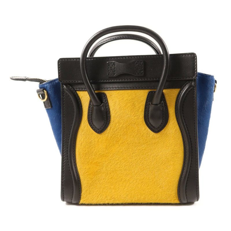 CELINE 牛皮皮革/馬毛Nano Luggage金扣手挽肩背兩用袋-1