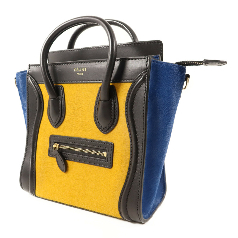 CELINE 牛皮皮革/馬毛Nano Luggage金扣手挽肩背兩用袋-2
