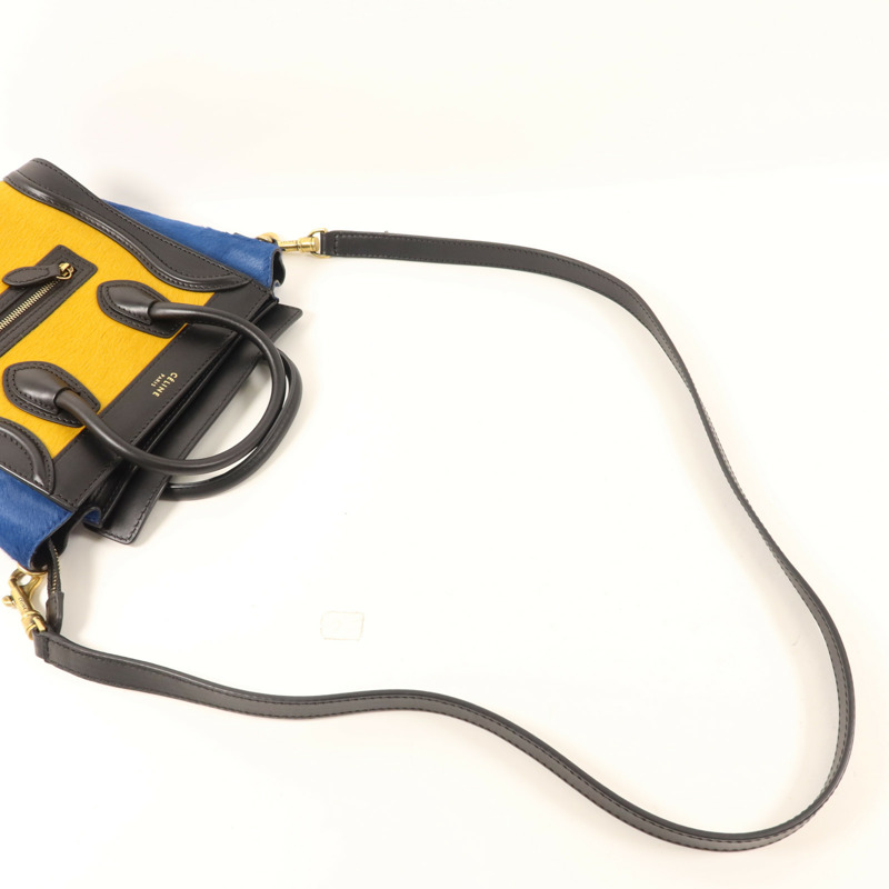 CELINE 牛皮皮革/馬毛Nano Luggage金扣手挽肩背兩用袋-4