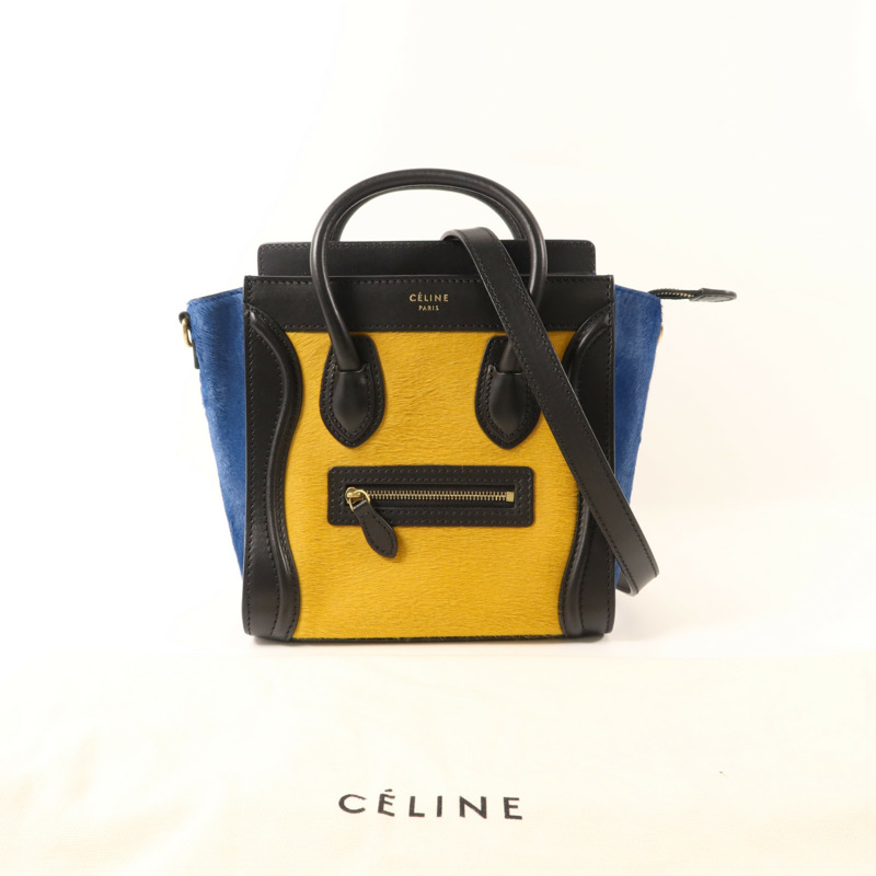 CELINE 牛皮皮革/馬毛Nano Luggage金扣手挽肩背兩用袋-15