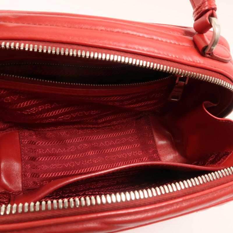 PRADA 牛皮皮革Diagramme Bag銀扣鏈帶手挽肩背兩用袋-4