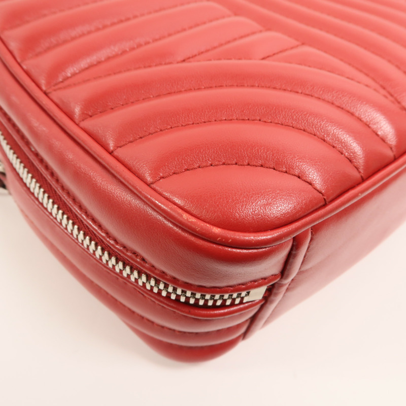 PRADA 牛皮皮革Diagramme Bag銀扣鏈帶手挽肩背兩用袋-9