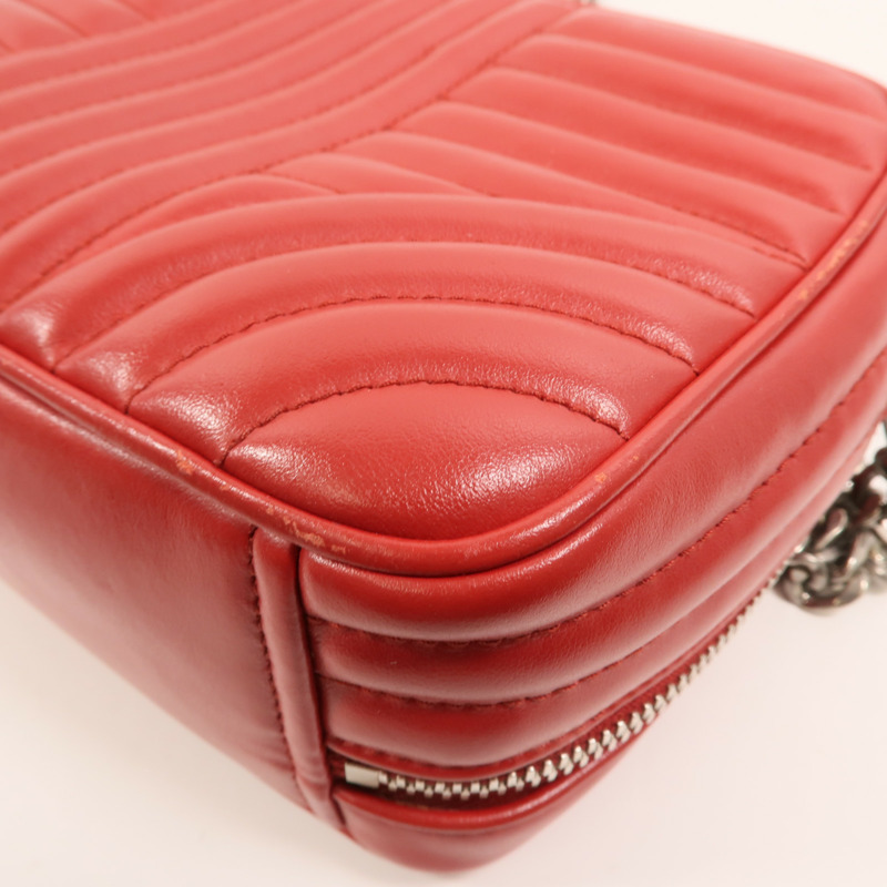 PRADA 牛皮皮革Diagramme Bag銀扣鏈帶手挽肩背兩用袋-10