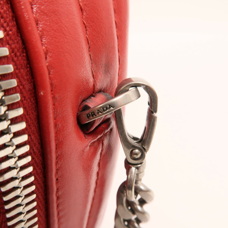 PRADA 牛皮皮革Diagramme Bag銀扣鏈帶手挽肩背兩用袋-13
