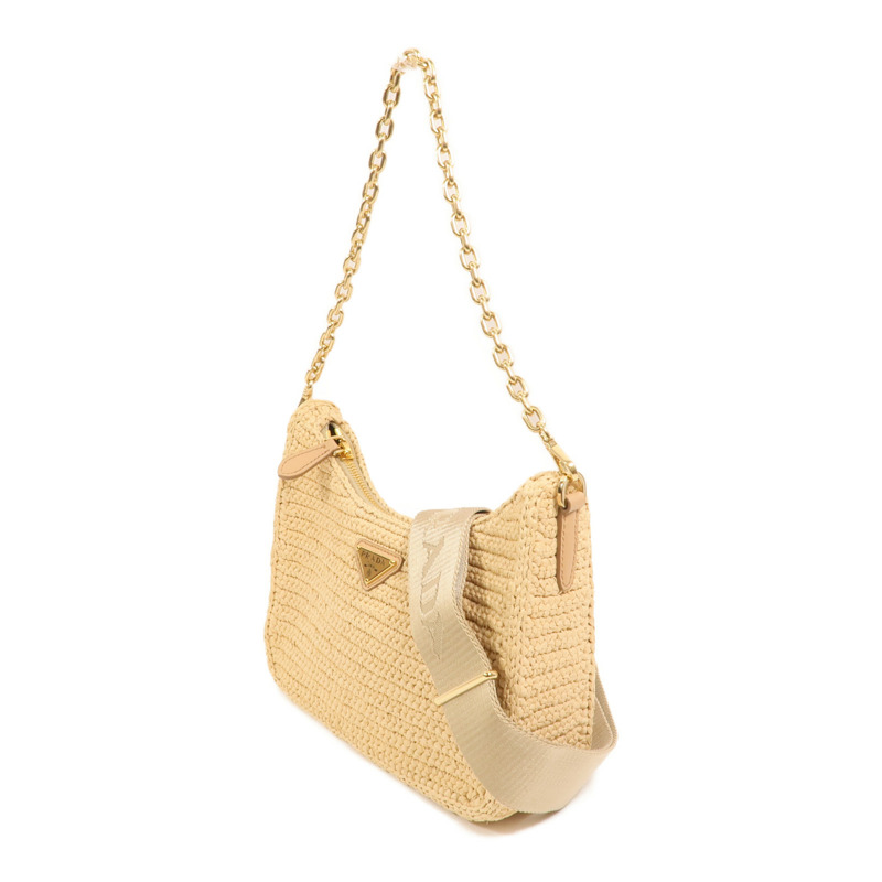 PRADA Raffia Re-Edition 2025金扣手挽肩背兩用袋-2