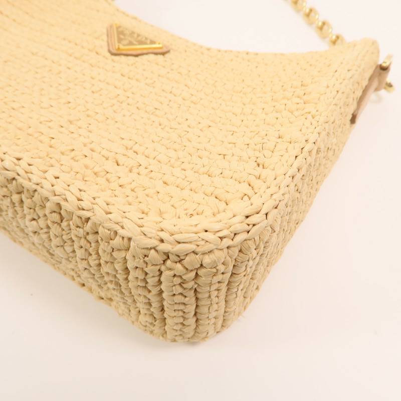 PRADA Raffia Re-Edition 2025金扣手挽肩背兩用袋-9
