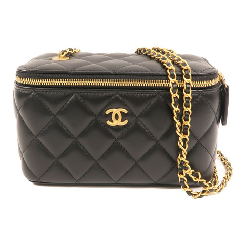 CHANEL 羊皮皮革Vanity Case金扣鏈帶肩背袋