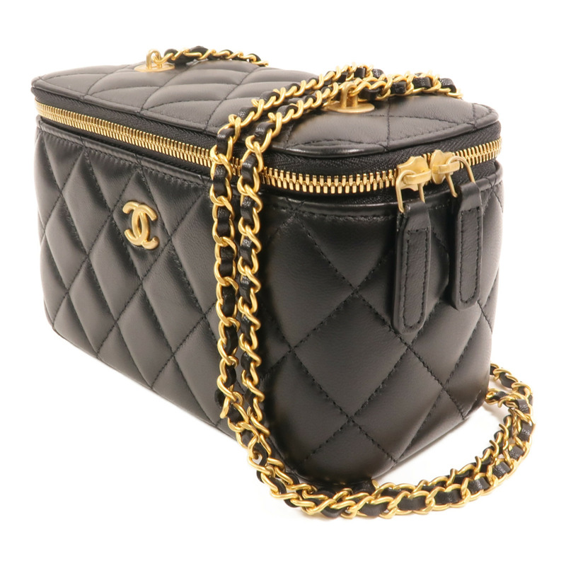 CHANEL 羊皮皮革Vanity Case金扣鏈帶肩背袋-2