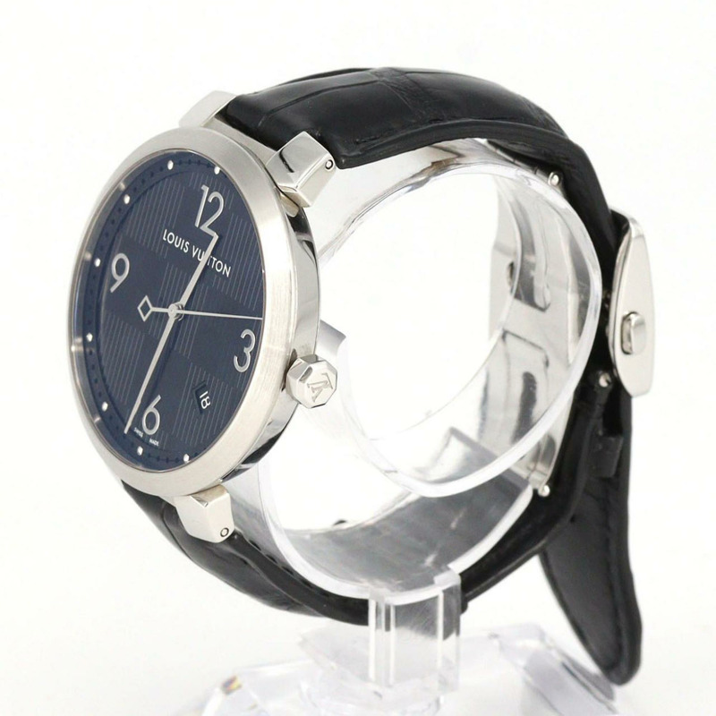 路易威登 Tambour Damier 黑色 Q1D00 SS 石英手錶-1