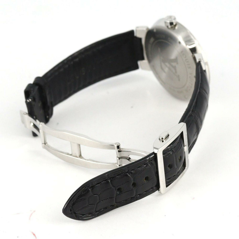 路易威登 Tambour Damier 黑色 Q1D00 SS 石英手錶-6