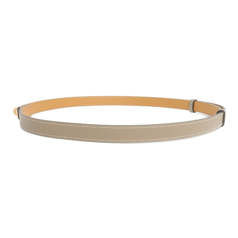 HERMES Epsom皮革Kelly Belt金扣皮帶Etoupe/Gold-1